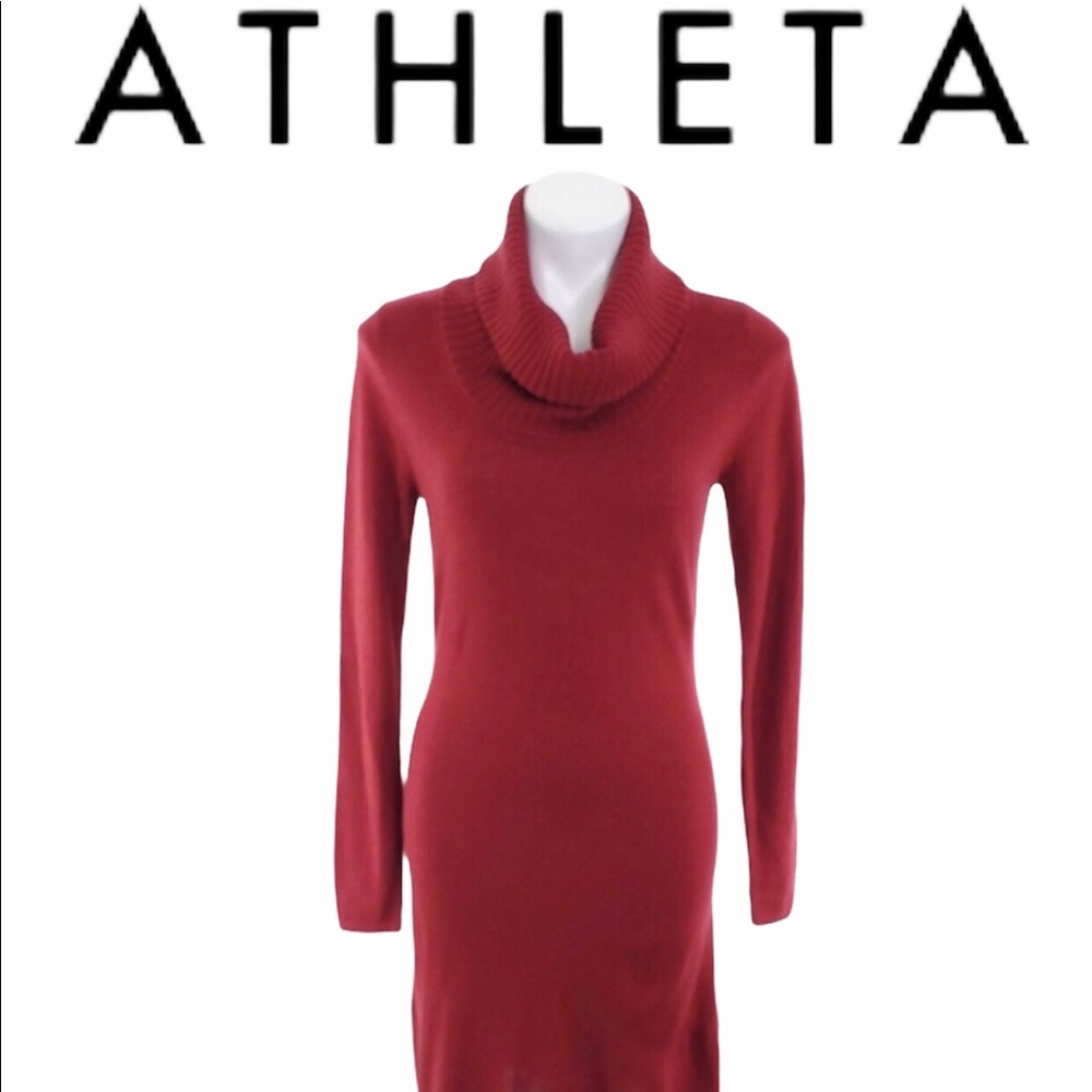 Athleta burgundy sweater dress 100% merino…